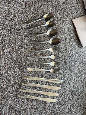 Utica Stainless Rose Pattern Flatware Set 12-Piece